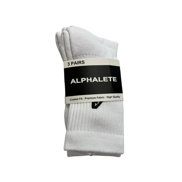 Alphalete Elite A Sock 3 Pack in White - Picture 1 of 3
